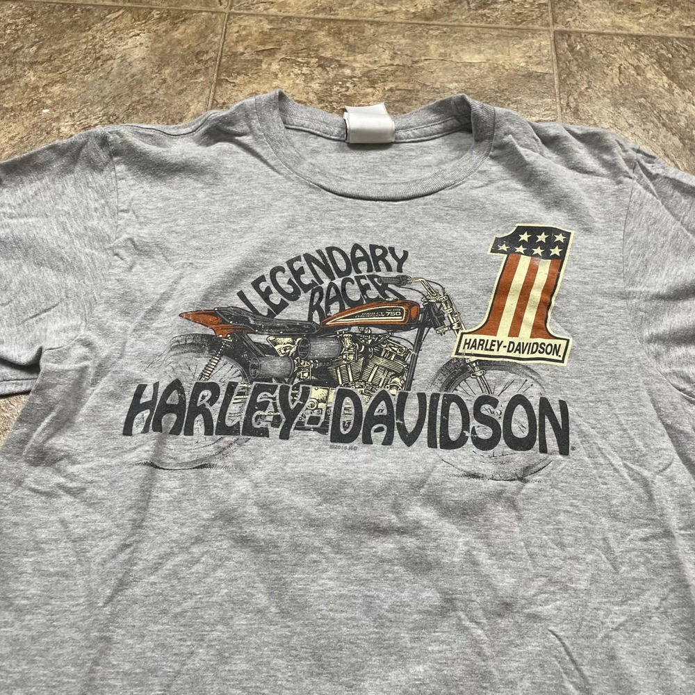 Harley Davidson Legendary Racer Frontier Lincoln Nebraska Gray T-Shirt Medium
